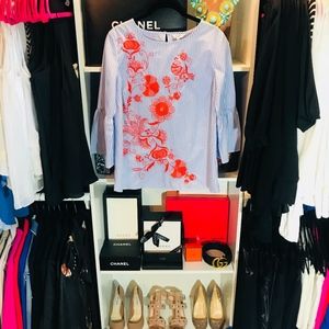 NWOT [Crown & Ivy] Embroidered Bell Sleeve Top